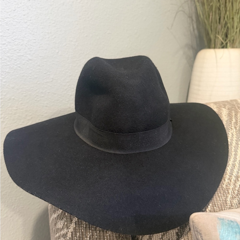 H&M Women's Oversized Floppy Black Wide-Brim Felt Fedora Hat - L